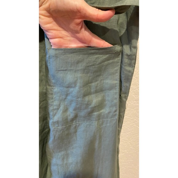 Quince Jumpsuit Size S Green European Linen Square Neck Beach Minimalist NWT - Picture 6 of 11